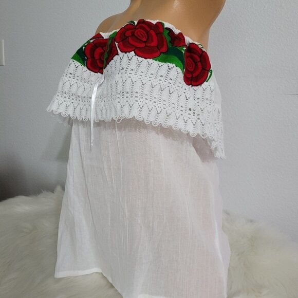 Mexican Embroidered tunic blouse Ruffled 286 - Picture 2 of 4